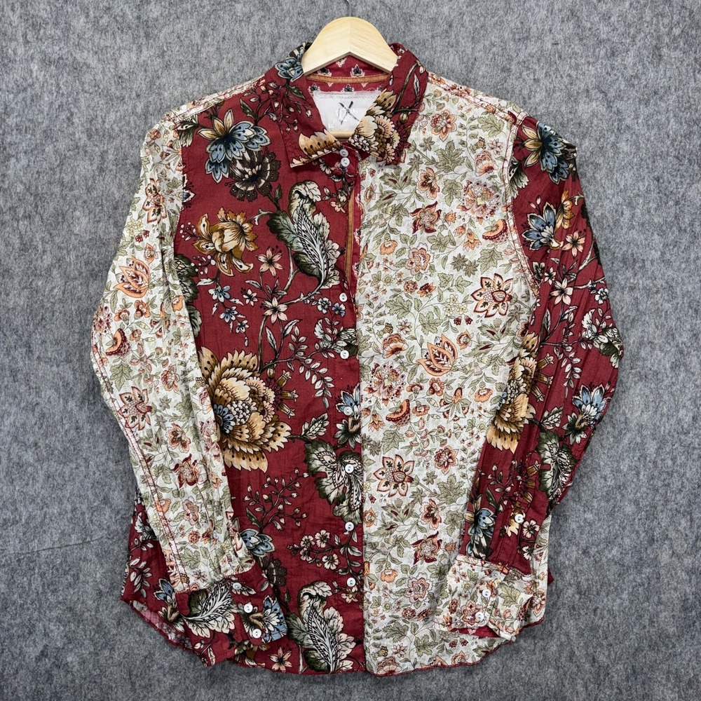 Cino Provence Mix Shirt Women's Medium Floral Cotton Long Sleeve Button Up India